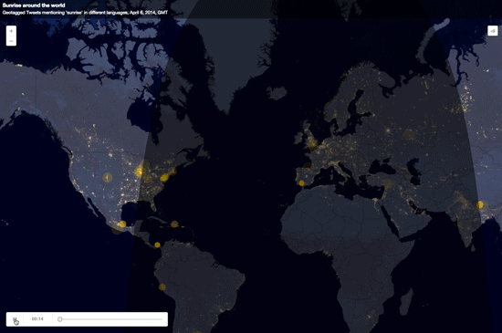 Inspiration:&nbsp;This map shows Twitter users tweeting the word 'Sunrise' in the world's most-spoken languages on a typical day this month.&nbsp;